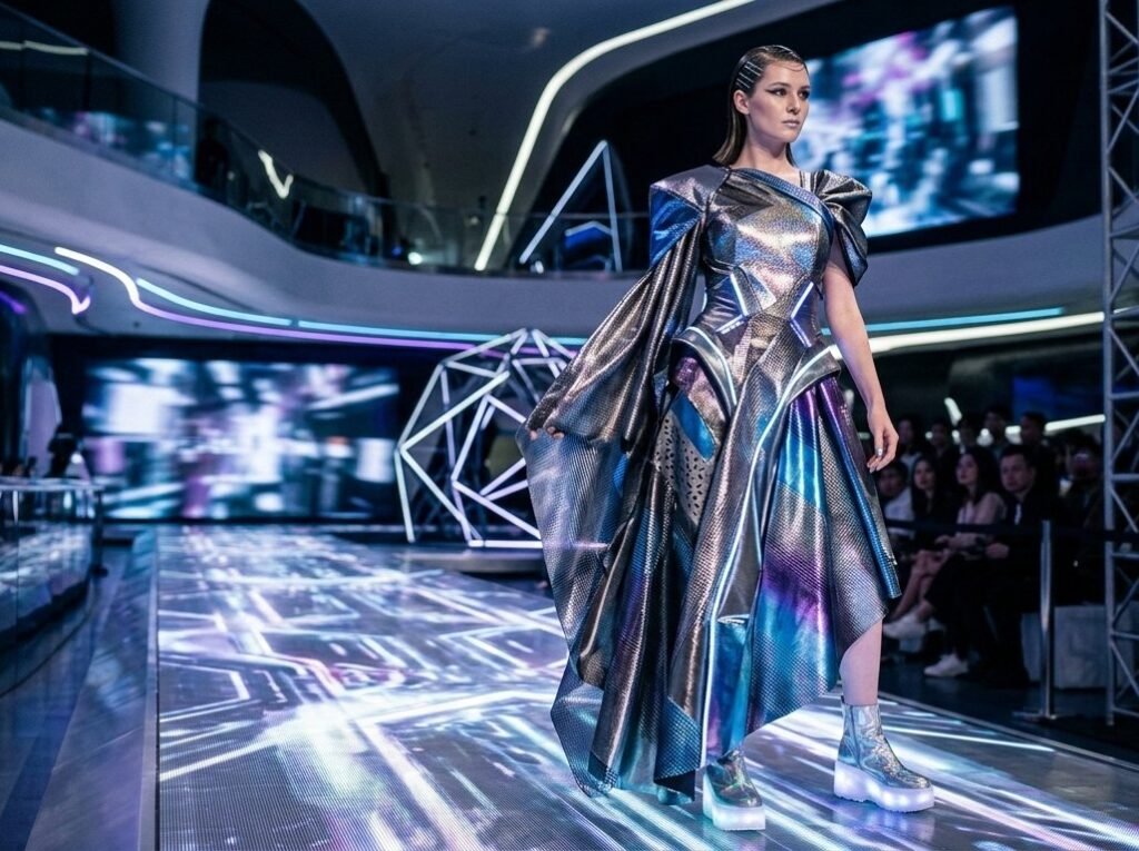 Metallic & futuristische stoffen: zo draag je de glanzende trend van 2026